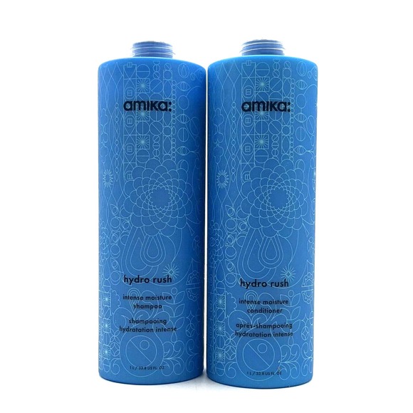 Amika Hydro Rush Intense Moisture Shampoo & Conditioner 33.8 oz Duo